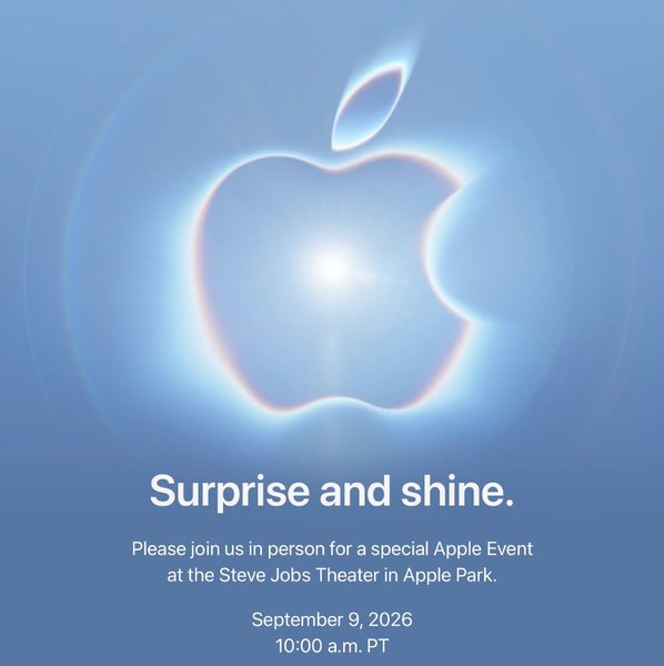 Постер "Surprise and shine" "Surprise and shine" — презентація Apple 9 вересня 2026 року: iPhone 18 Pro, iPhone Ultra